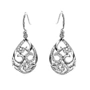 Sterling Silver Cubic Zirconia Pear Drop Earrings 