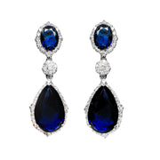 Sterling Silver Blue Pear Drop Cubic Zirconia Earrings