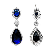 Sterling Silver Blue Pear Drop Cubic Zirconia Earrings