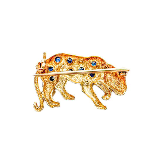 9ct Saphire & Diamond Leopard Brooch 