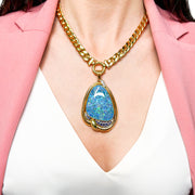 18ct Large Opal Diamond & Sapphire Pendant