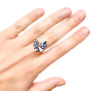 18ct White Gold Sapphire & Diamond Cluster Ring