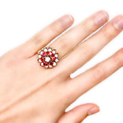 14ct Opal & Ruby Cluster Ring