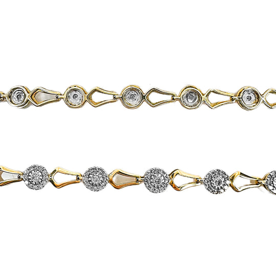9ct Classic Diamond Halo & Yellow Gold Bracelet