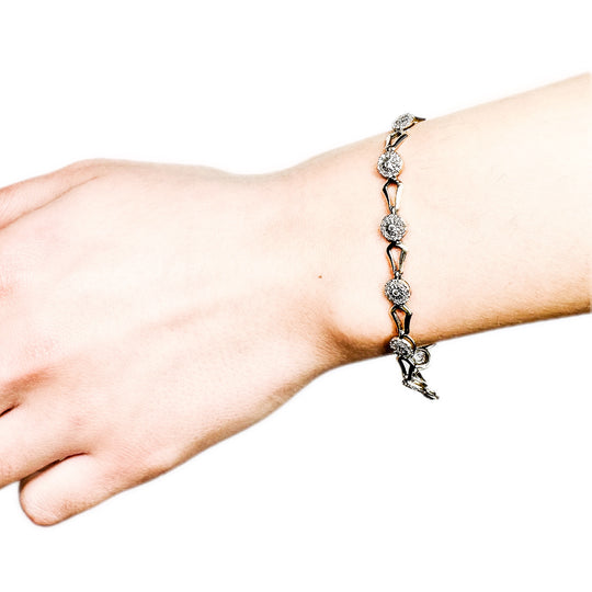 9ct Classic Diamond Halo & Yellow Gold Bracelet