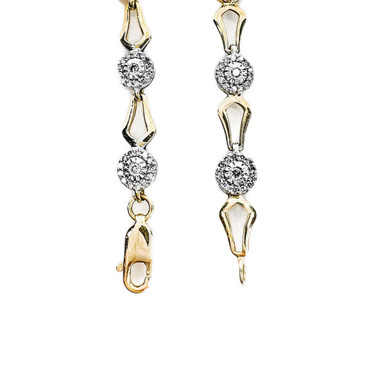 9ct Classic Diamond Halo & Yellow Gold Bracelet
