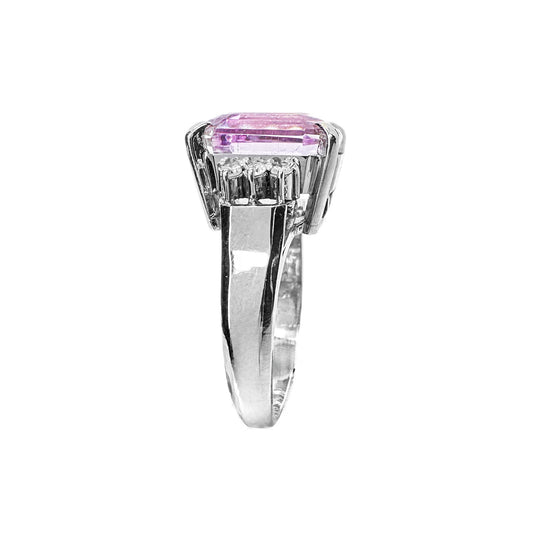 Platinum Kunzite & Diamond Ring