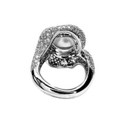 18ct White Gold Pearl & Diamond Ring