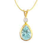 18ct Yellow Gold Aquamarine Pendant & Chain