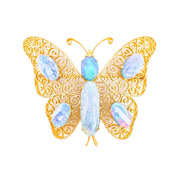 18ct Yellow Gold Opal Butterfly Brooch