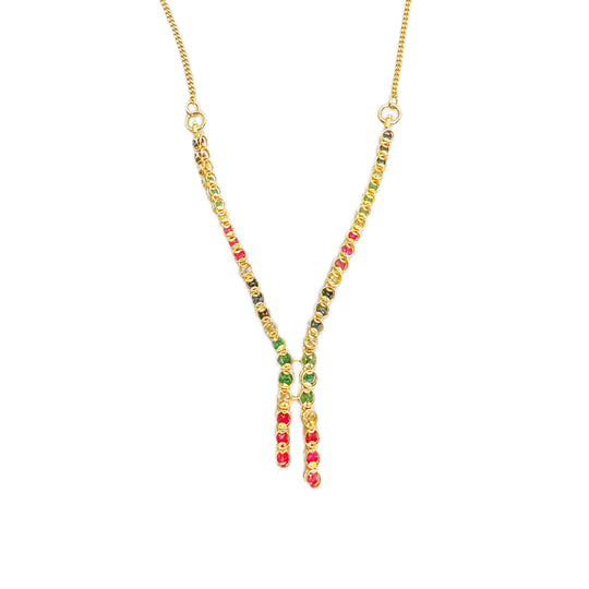 18ct Ruby, Sapphire, Emerald & Diamond Necklet