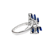 18ct White Gold Sapphire & Diamond Cluster Ring