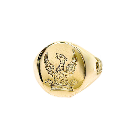 9ct Yellow Gold Signet Phoenix Ring