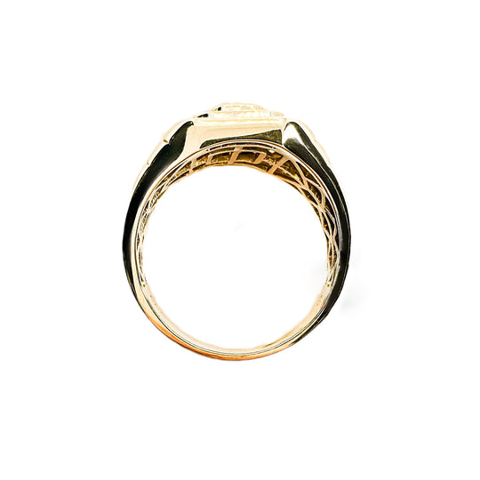 9ct Yellow Gold Square Diamond Mens Ring