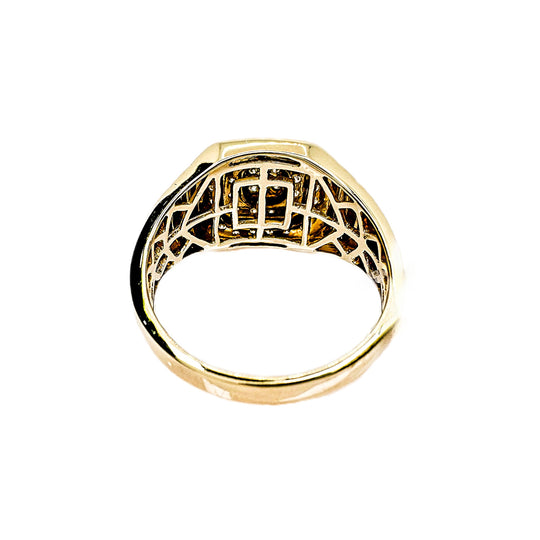 9ct Yellow Gold Square Diamond Mens Ring