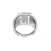 9ct White Gold Cubic Zirconia Square Top Mens Ring 
