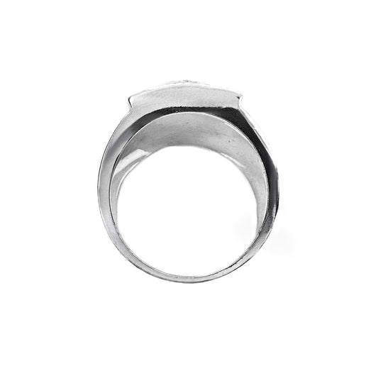 9ct White Gold Cubic Zirconia Square Top Mens Ring 