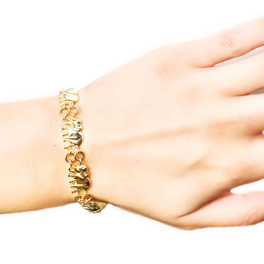 9ct Yellow Gold Elephant Bracelet