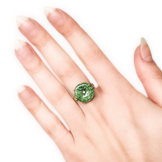 18ct Yellow Gold Jade Diamond Ring