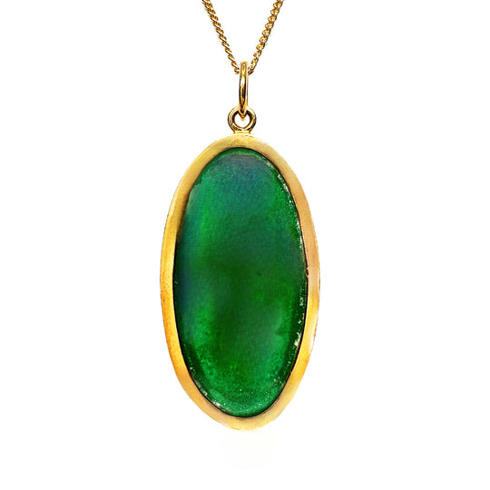 22ct Oval Jade Yellow Gold Pendant
