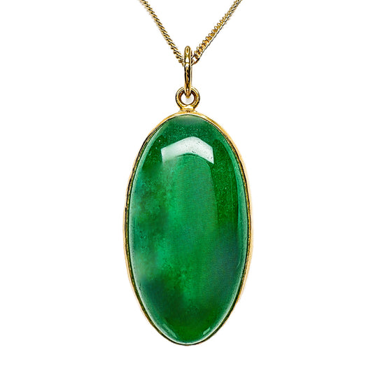 22ct Oval Jade Yellow Gold Pendant