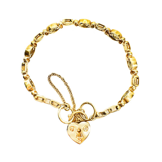 9ct Topaz Heart Padlock Bracelet