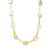 18ct Yellow & White Gold Flat Link Square Display Necklace