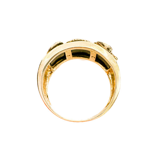 9ct Yellow Gold Dragon Onyx Mens