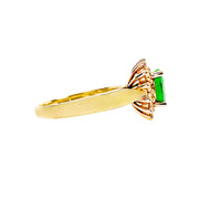 18ct Yellow Gold Emerald Ring With Diamond Halo