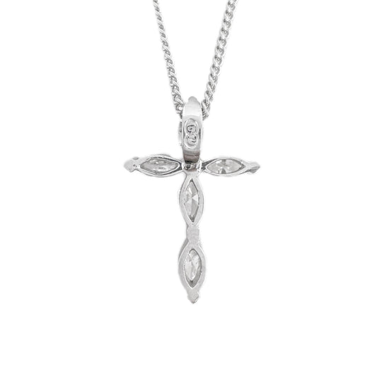 18ct White Gold Marquise Diamond Cross Pendant