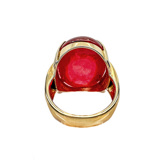 9ct Yellow Gold Created Ruby Ring