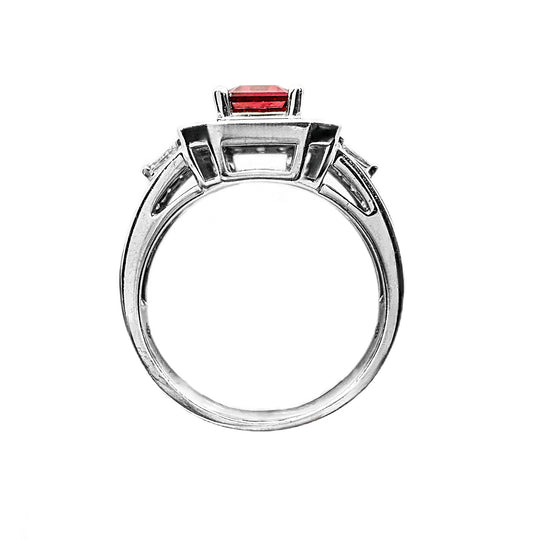 9ct White Gold Created Ruby & Diamond Ring | CG Jewellery