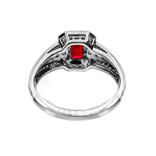 9ct White Gold Created Ruby & Diamond Ring | CG Jewellery