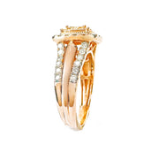 9ct Rose Gold & Diamond Square Top Ring