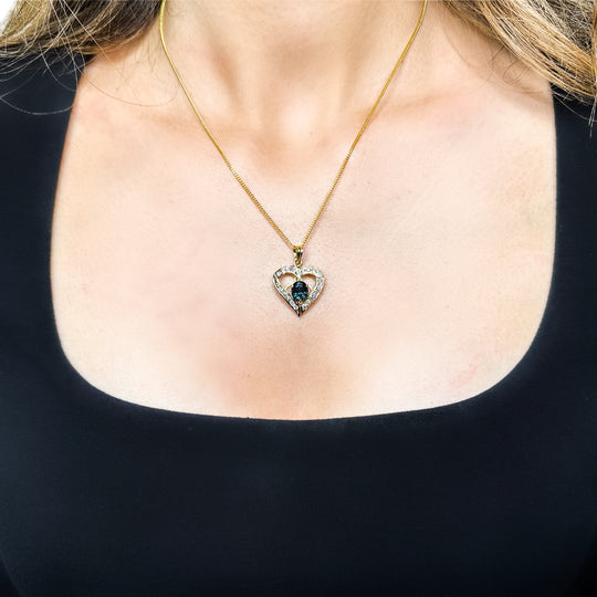 18ct Yellow Gold Diamond & Spinel Heart Pendant 