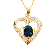 18ct Yellow Gold Diamond & Spinel Heart Pendant 