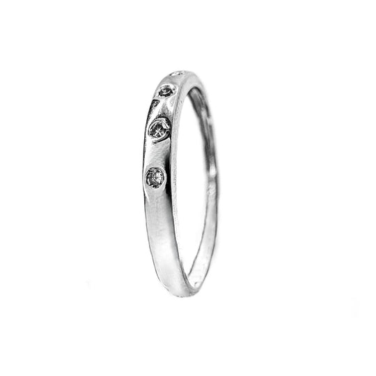 9ct White Gold Five Diamond Band