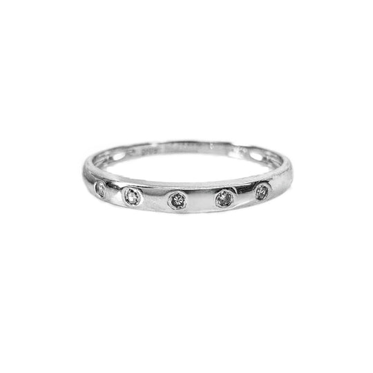 9ct White Gold Five Diamond Band