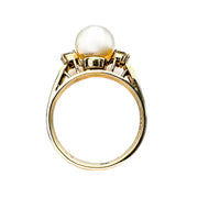 18ct Yellow Gold Pearl & Diamond Ring