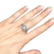 9ct White Gold Baguette, Princess & Round Brilliant Cut Diamond Ring