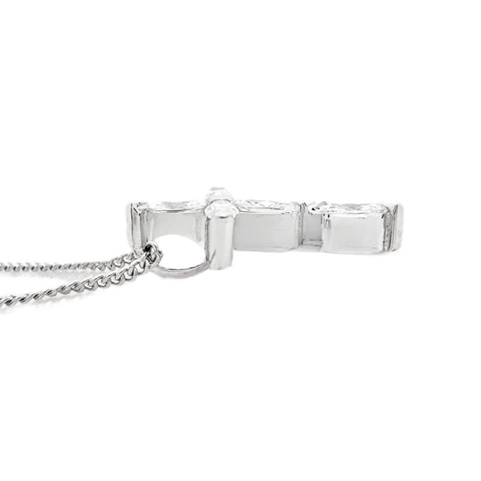 18ct White Gold Marquise Diamond Cross Pendant