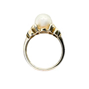 9ct Yellow Gold Diamond & Pearl Ring