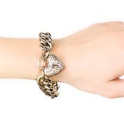 9ct Heart Padlock Curb Bracelet