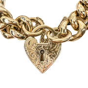 9ct Heart Padlock Curb Bracelet