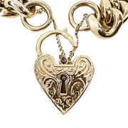 9ct Heart Padlock Curb Bracelet