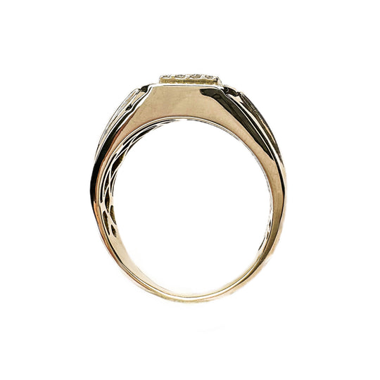 9ct Diamond Square Mens Ring
