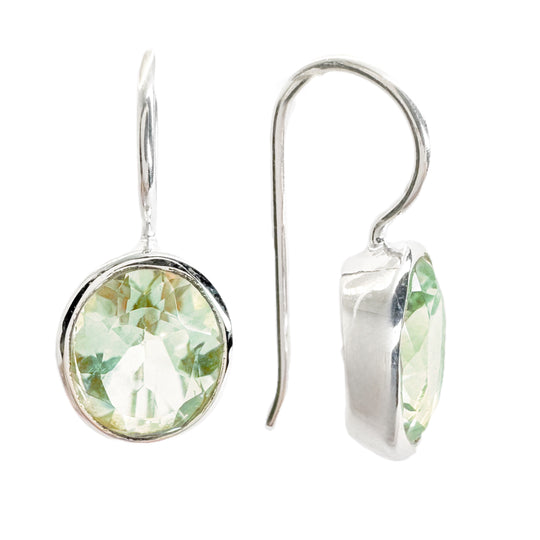 Green Amethyst Sterling Silver Drop Earrings