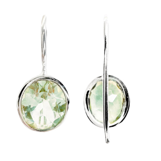 Green Amethyst Sterling Silver Drop Earrings