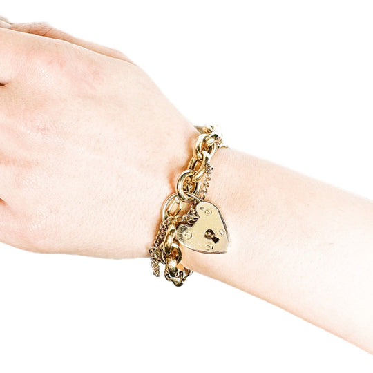 9ct Heart Padlock Belcher Bracelet