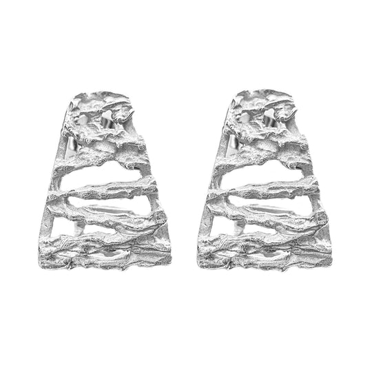 Sterling Silver Textured Matt Patterned Earrings